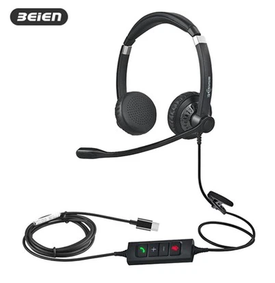 दोहरी कान वायर्ड यूएसबी सी हेडसेट के साथ माइक शोर रद्द करना