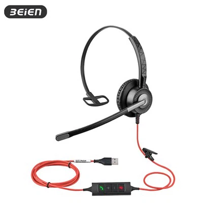 यूएसबी वायर्ड कॉल सेंटर हेडसेट माइक शोर रद्द करने के साथ